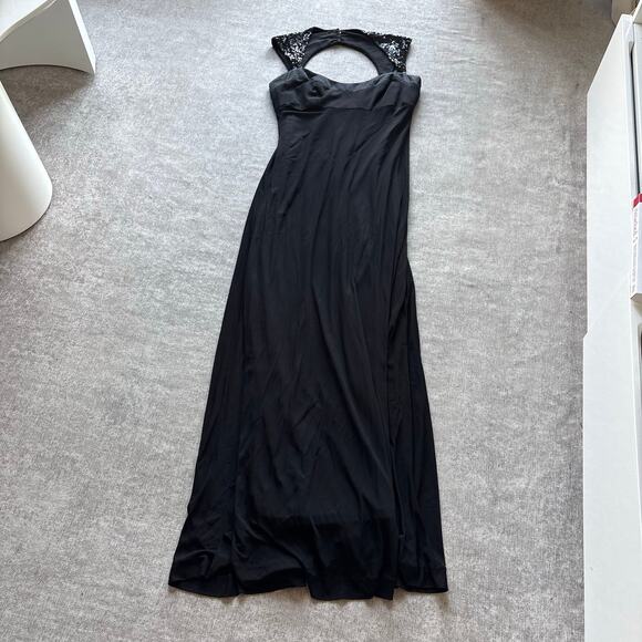 Badgley Mischka Black Sequin Cutout Evening Gown - Picture 3 of 6